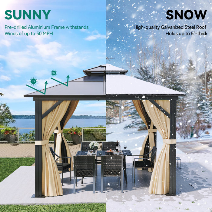 Edrosie Inc Aluminum Patio Gazebo Wayfair